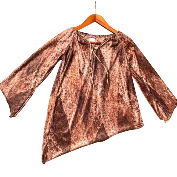 Vintage Y2K Boopsy Velvet Boho Blouse w/ Asymmetrical Details – Made in France - Picture 2 of 6